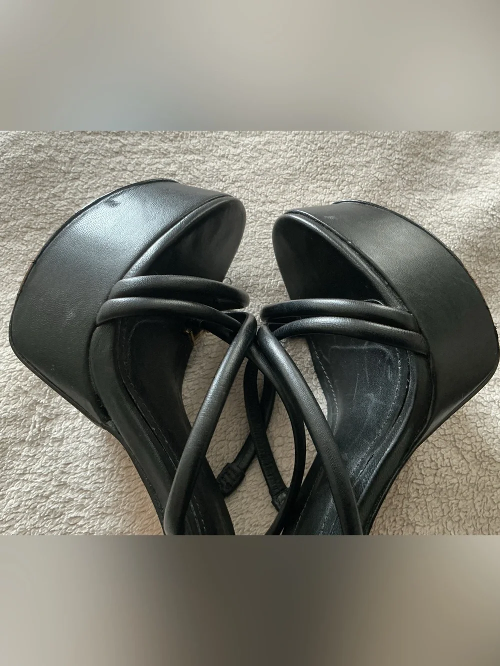 SCHUTZ Zila Black Strappy Ankle-Wrap High Heel Sandals